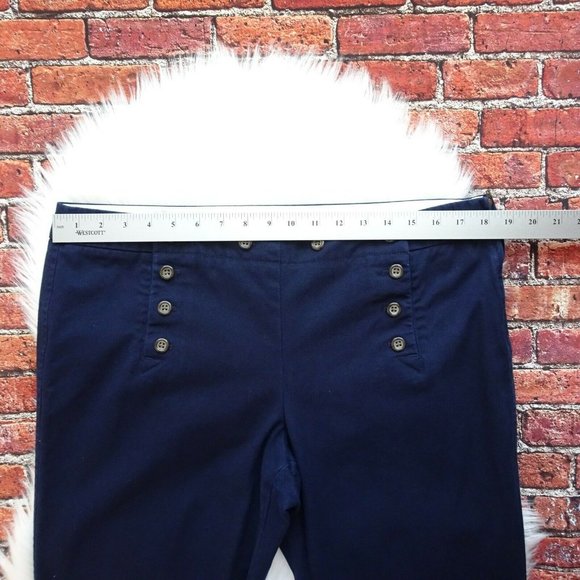 J. Crew Women's Sailor Pants Twill Button Wide Leg Navy Blue Modern Plus Size 14 - Picture 9 of 12